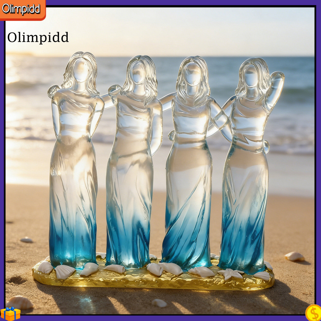 Olimpidd| Quà tặng tình bạn Điêu khắc vẽ tay Phong cách thủy tinh biển Chị em Tượng điêu khắc nhựa –