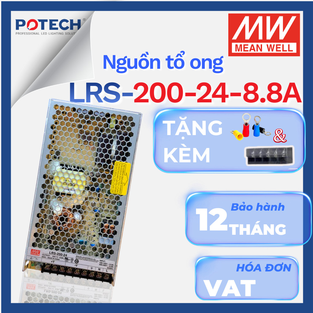 [CHÍNH HÃNG] Bộ nguồn tổ ong MEANWELL 200W LRS-200-5, LRS-200-12, LRS-200-24, LRS-200-36, LRS-200-48