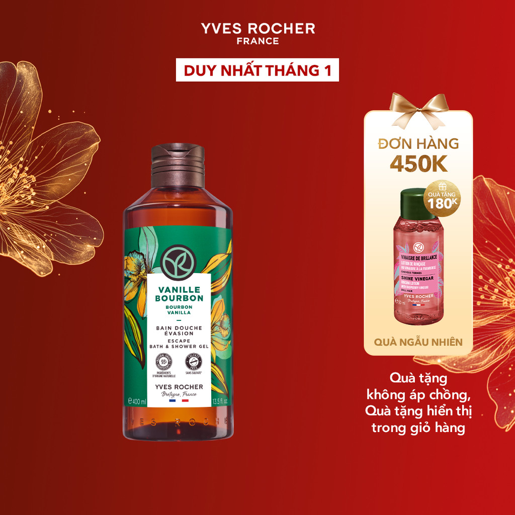 Sữa tắm dạng gel hương vani Yves Rocher Bath And Shower Gel Bourbon Vanilla 400ml