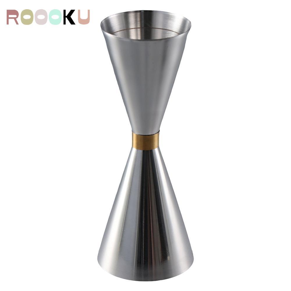 ROOOKU Double Cocktail Jigger, Thép không gỉ OZ / ML Bar Đo Jigger, Đo Nóng Bên Trong Shot Bar Jigge