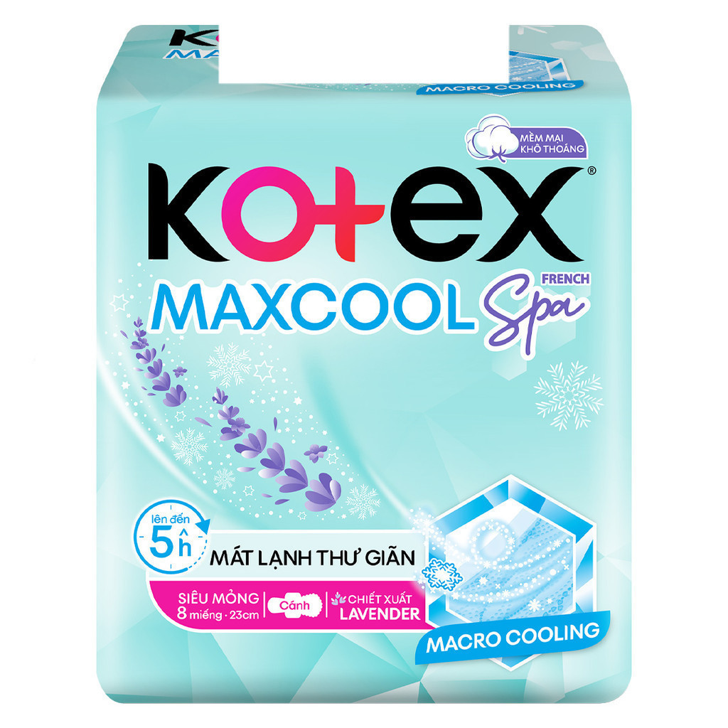 Băng Vệ Sinh Kotex Max Cool Siêu Mỏng Cánh 8 Miếng Max Cool Sản Phẩm Chính Hãng