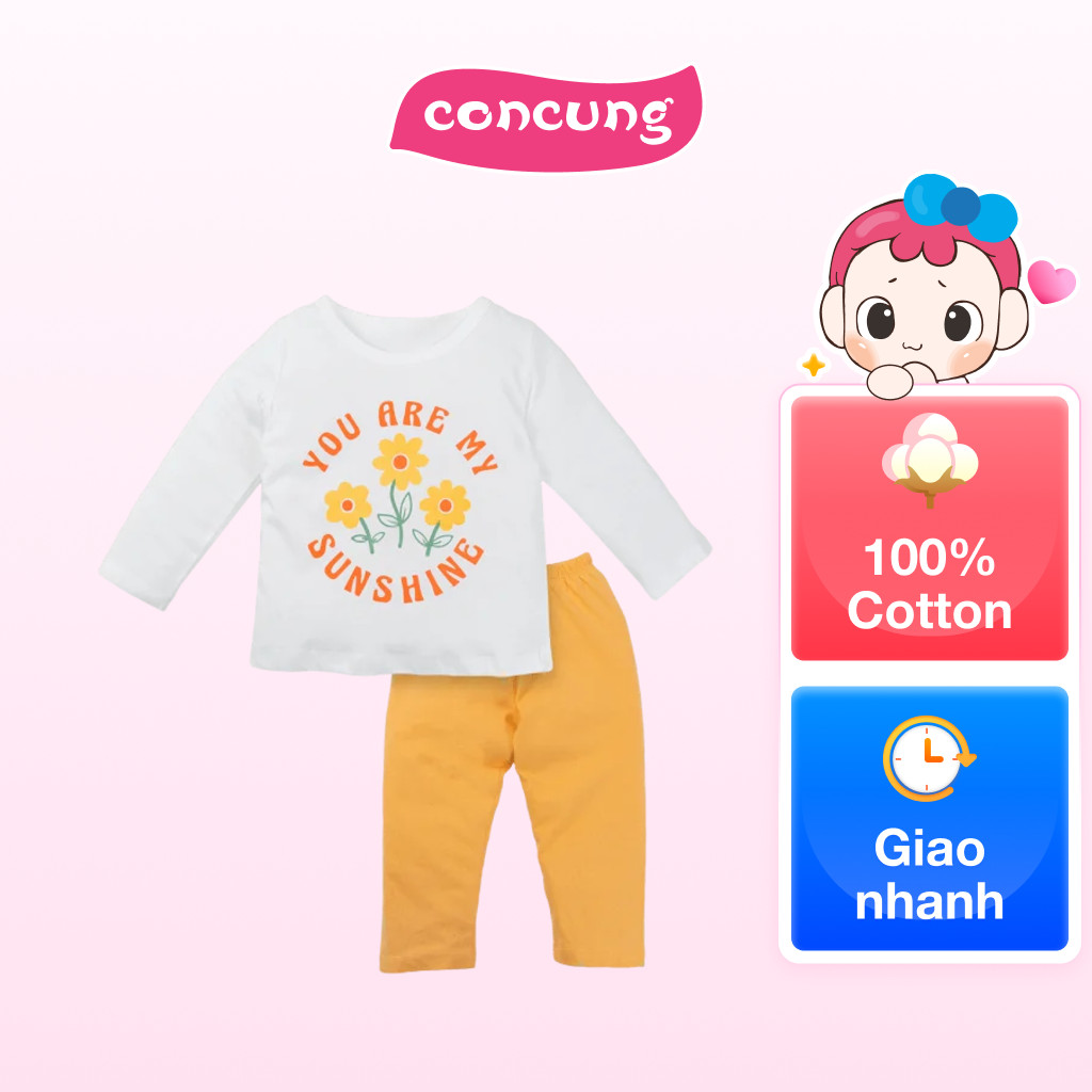 Bộ bé gái dài Animo Easy HN1124096 (2Y,Trắng)