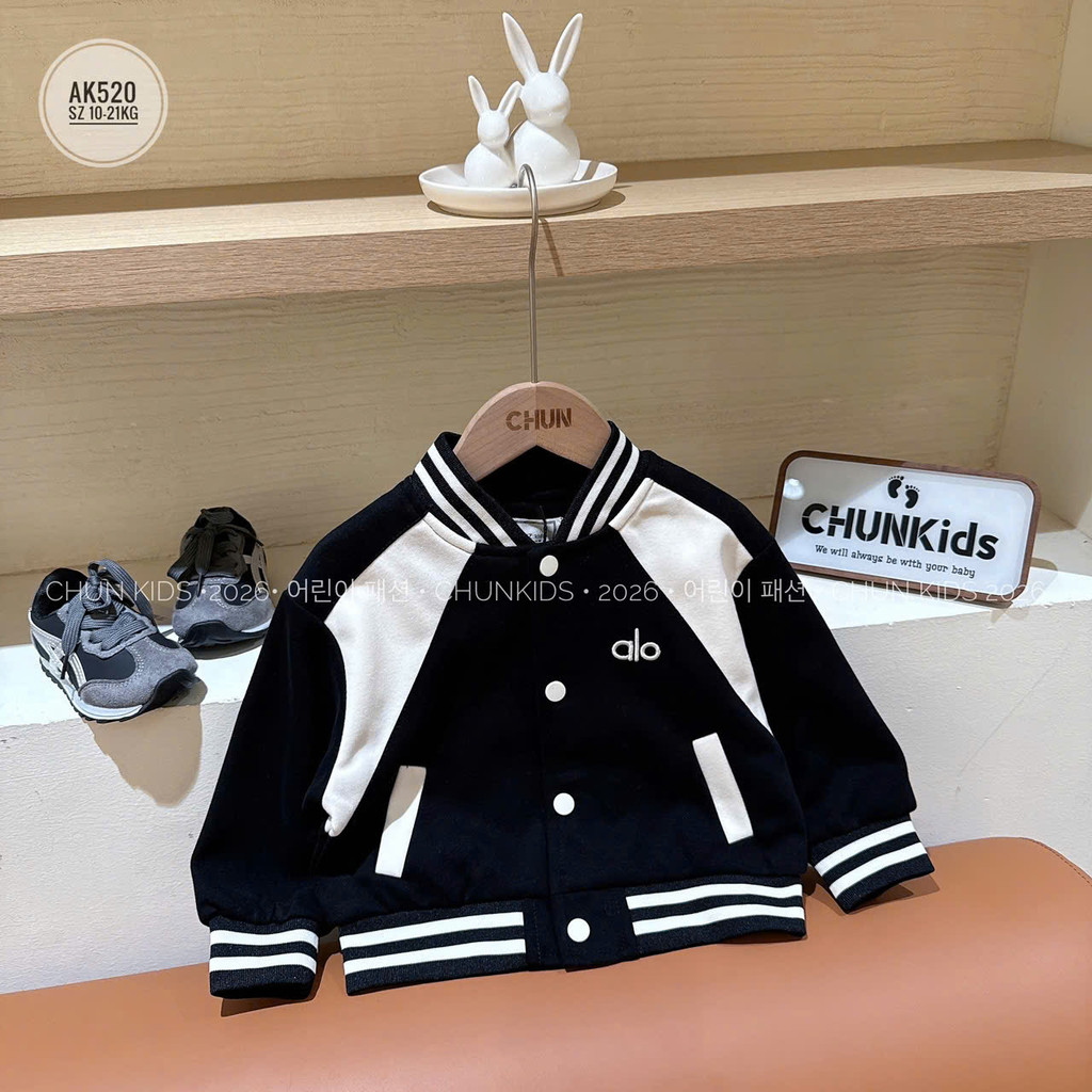 AK520 - Áo khoác bomber nỉ nhí CHO BÉ mix màu chữ thêu - 2866
