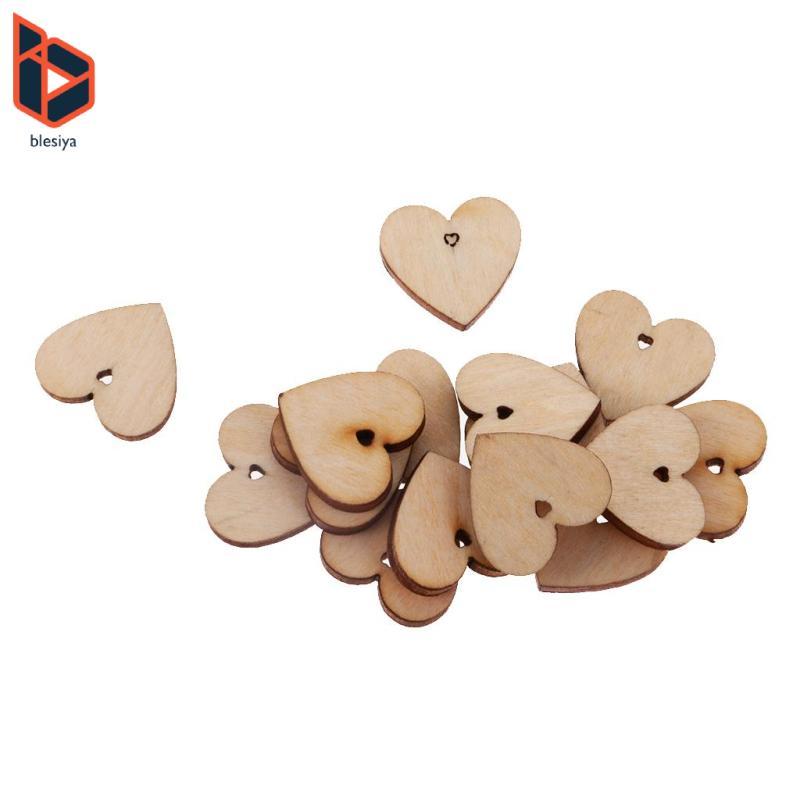 100 Bộ Gỗ Trái Tim Basswood Cutout Lát Gỗ Cho DIY Trang Trí Đám Cưới