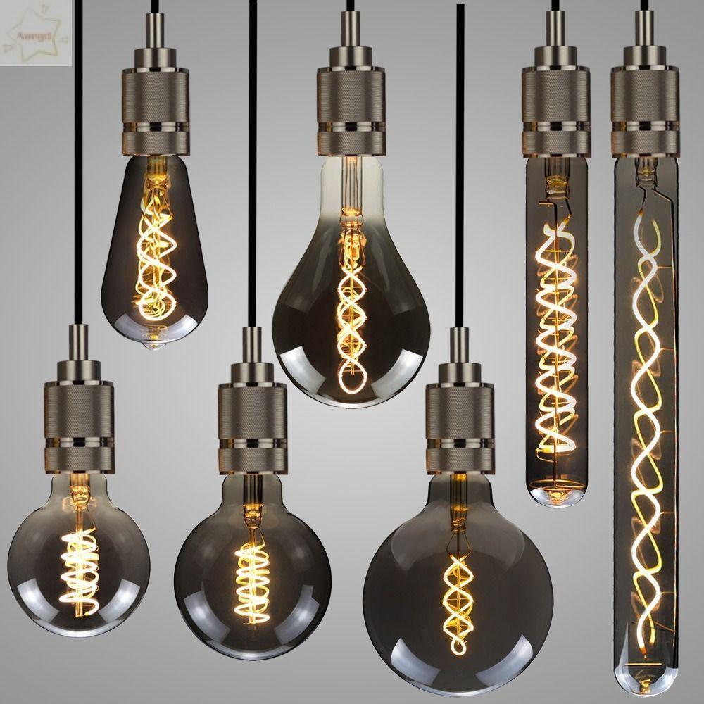 Bóng đèn cổ điển AWNGD, Dây tóc thủy tinh màu xám mạ điện, Đèn Edison nóng E27 220V Dây tóc Edison Đ