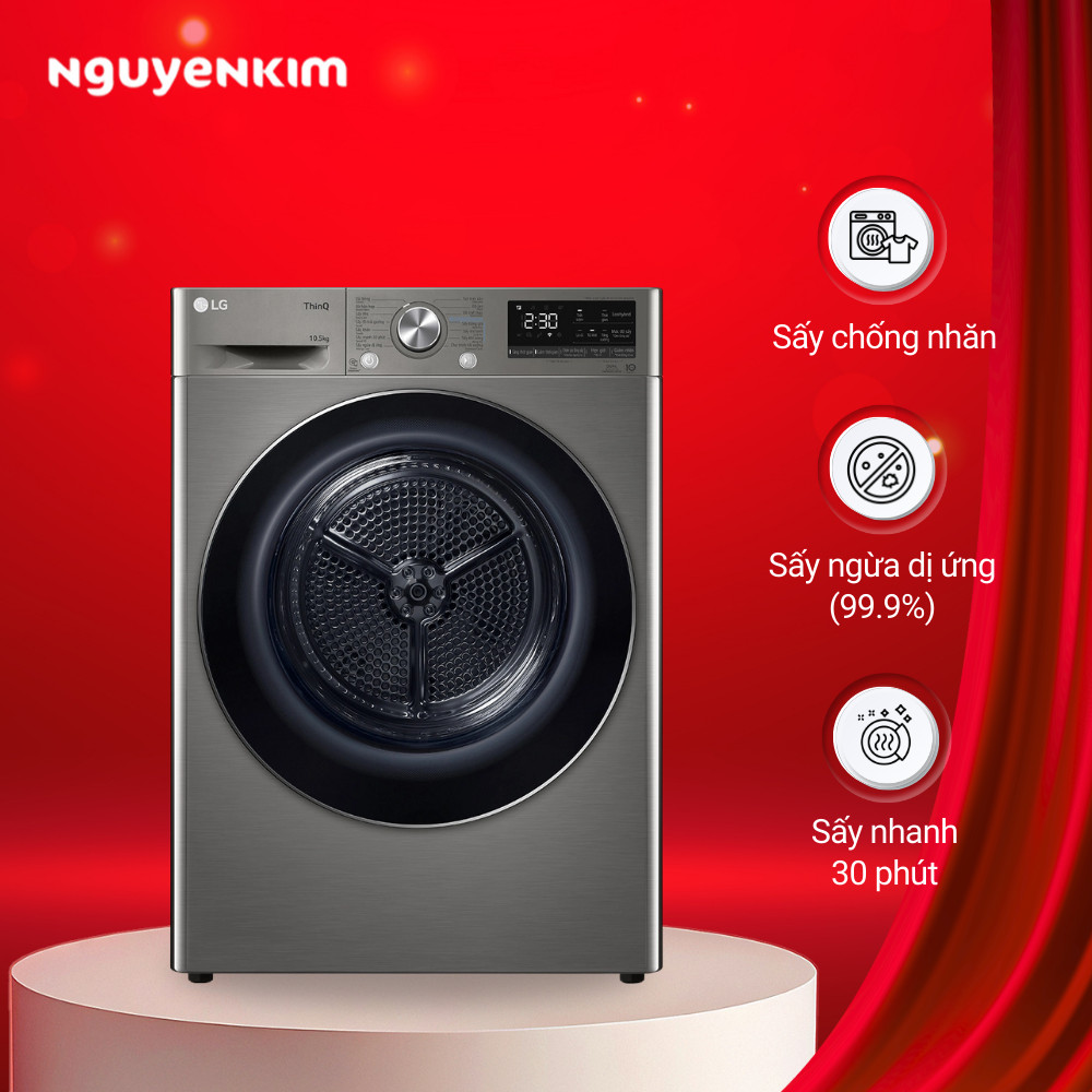 Máy sấy quần áo bơm nhiệt LG Inverter 10.5 kg DVHP50P