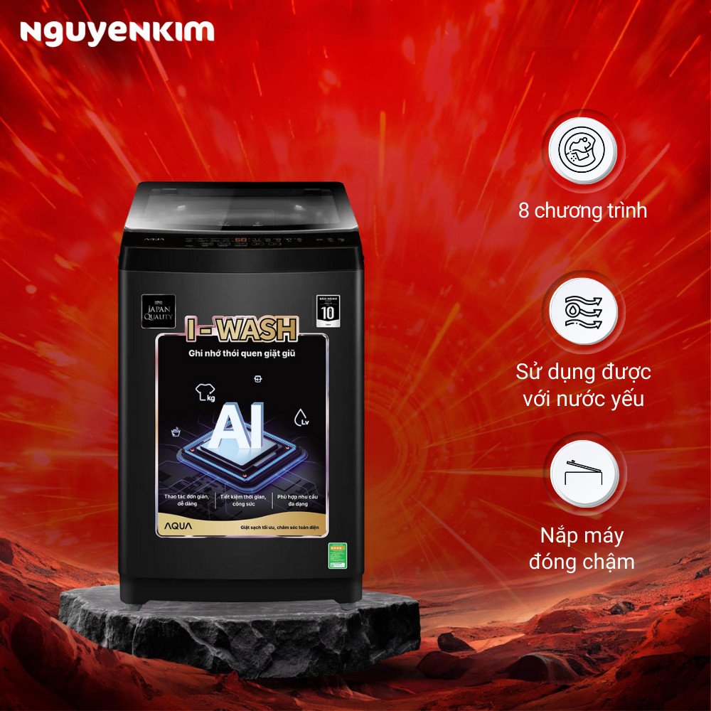 Máy giặt cửa trên Aqua 9 kg AWM9-316K(B)