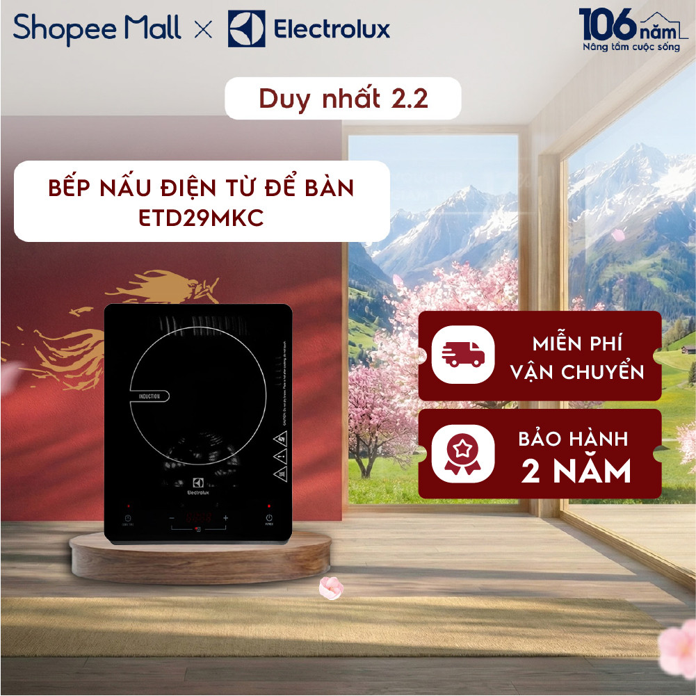 Bếp Từ Đơn Electrolux ETD29MKC - 2000W, Kính Chống Nhiệt, Màu Đen