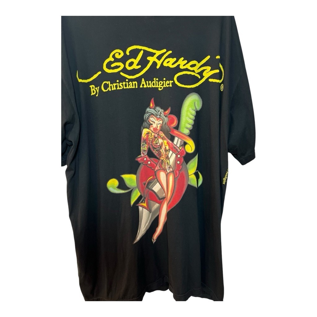 Áo thun Ed Hardy 100% Cotton Y2K Đen