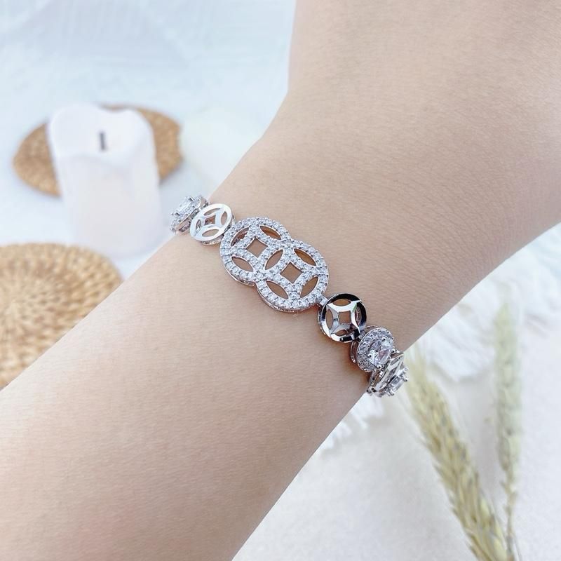 Lắc tay nữ kim tiền bạch kim nhỏ mẫu 2