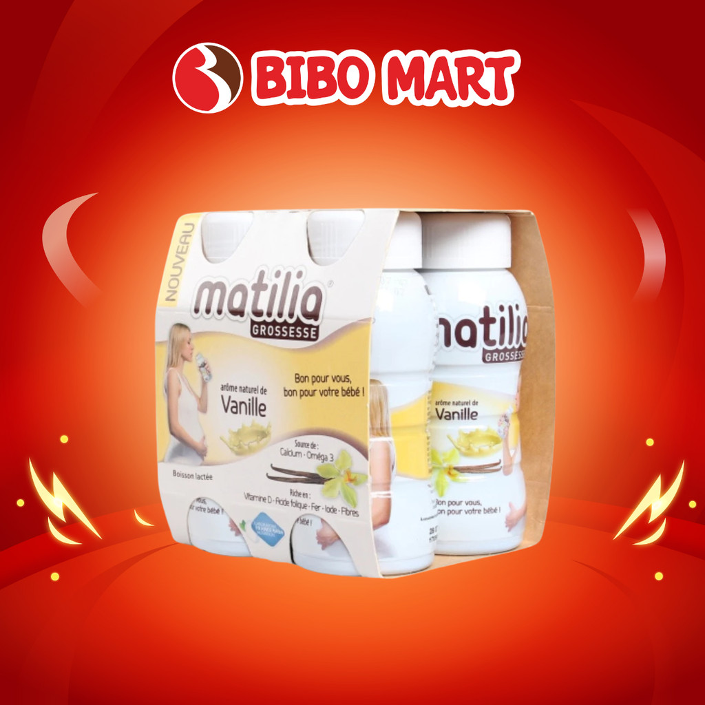 Sữa bầu Matilia Vị Vani Socola Dâu Tây Bánh Quy Sữa Bầu Pha Sẵn Lốc 4 Hộp 200ml - Bibo Mart