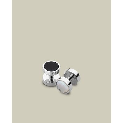 CHARLES TYRWHITT - Khuy măng sét nam Mother of Pearl and Onyx Evening Studs_ACL0065-SLV