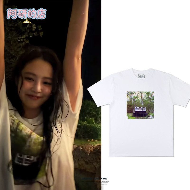 KPOP Jennie-Inspired Áo Sơ Mi Cổ Tròn Tay Ngắn Nam/Nữ Màu Lmpala