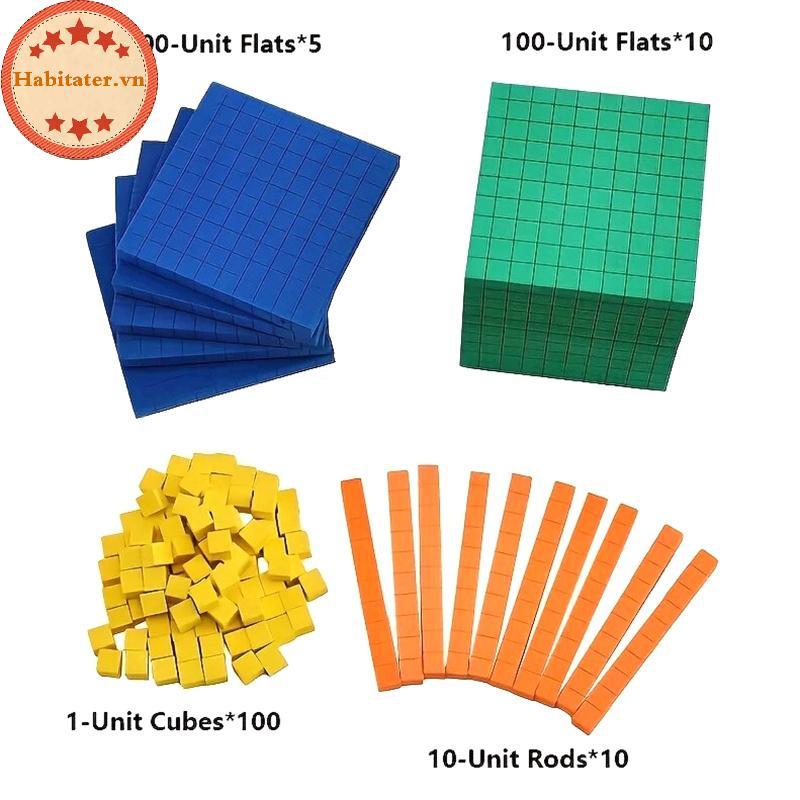 TATER Ten Blos Complete Set Kids Math Plaything Math Blos Plastic Base Ten Set Cube Kids Math Playth