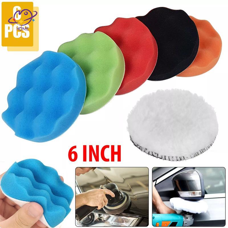 {maysuper} 6 Pa Tấm đánh bóng đánh bóng 6 inch pound Bộ miếng bọt biển cắt cho máy đánh bóng ô tô Sá