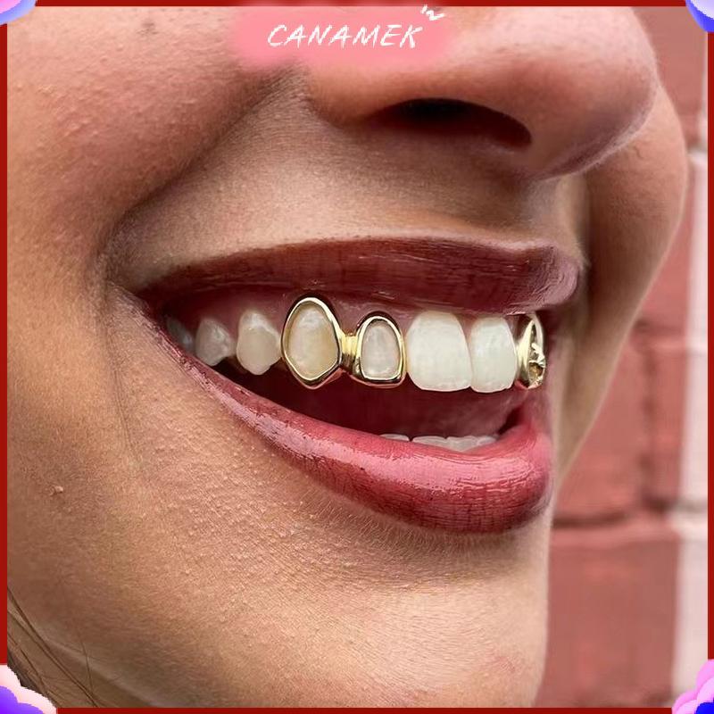 CANAMEK 1 Màu Vàng Hàng Ngày Đeo Răng Trang Sức Grillz Hip Hop Trái Tim Rỗng Răng Grillz Cho Nữ CSF