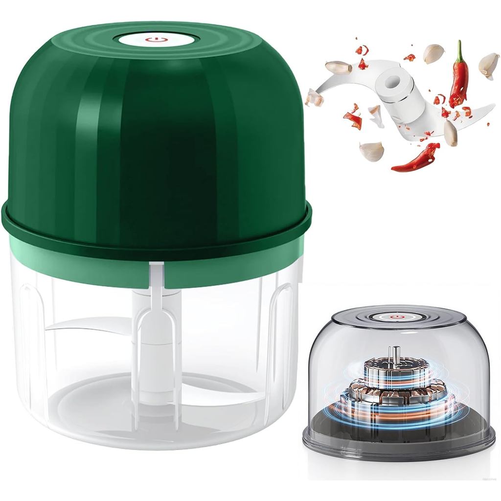 Máy băm Garlitc điện, Máy băm rau cầm tay Mini nâng cấp 2025, Máy xay tỏi 260ML Máy xay hành tây nghiền cho thịt Salad, Máy chế biến thực phẩm không dây cho gừng, ớt, trái cây