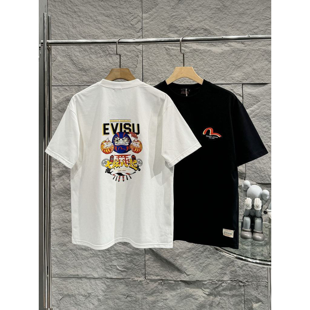 Áo sơ mi EVISU size lớn 6XL, cổ điển tay ngắn, phong cách thời thượng