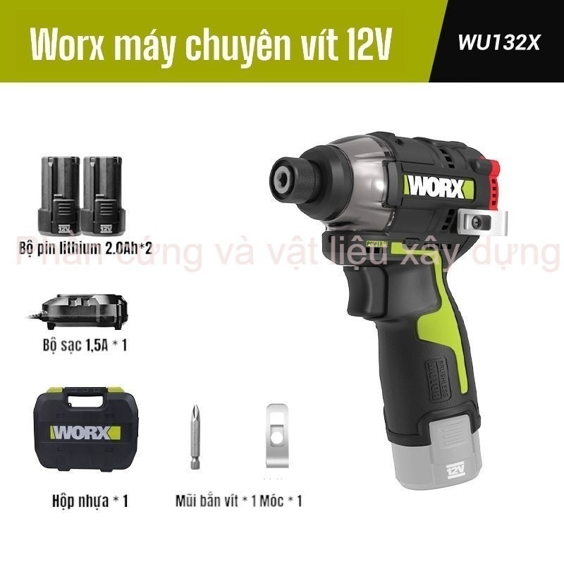 【Mới】Full bộ Khoan pin Worx 132X Phiên bản 2025 chuyên vít 12V