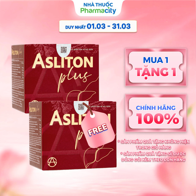 Thực phẩm bảo vệ sức khỏe Asliton Plus hỗ trợ thanh nhiệt, bảo vệ gan, giải độc gan (Hộp 60 viên) - 