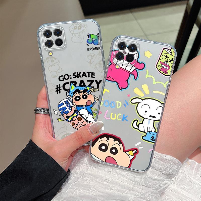 Tương thích với Ốp điện thoại Samsung A12, M12 F12 A22 4G Crayon Shin-chan Vỏ điện thoại TPU mềm tro