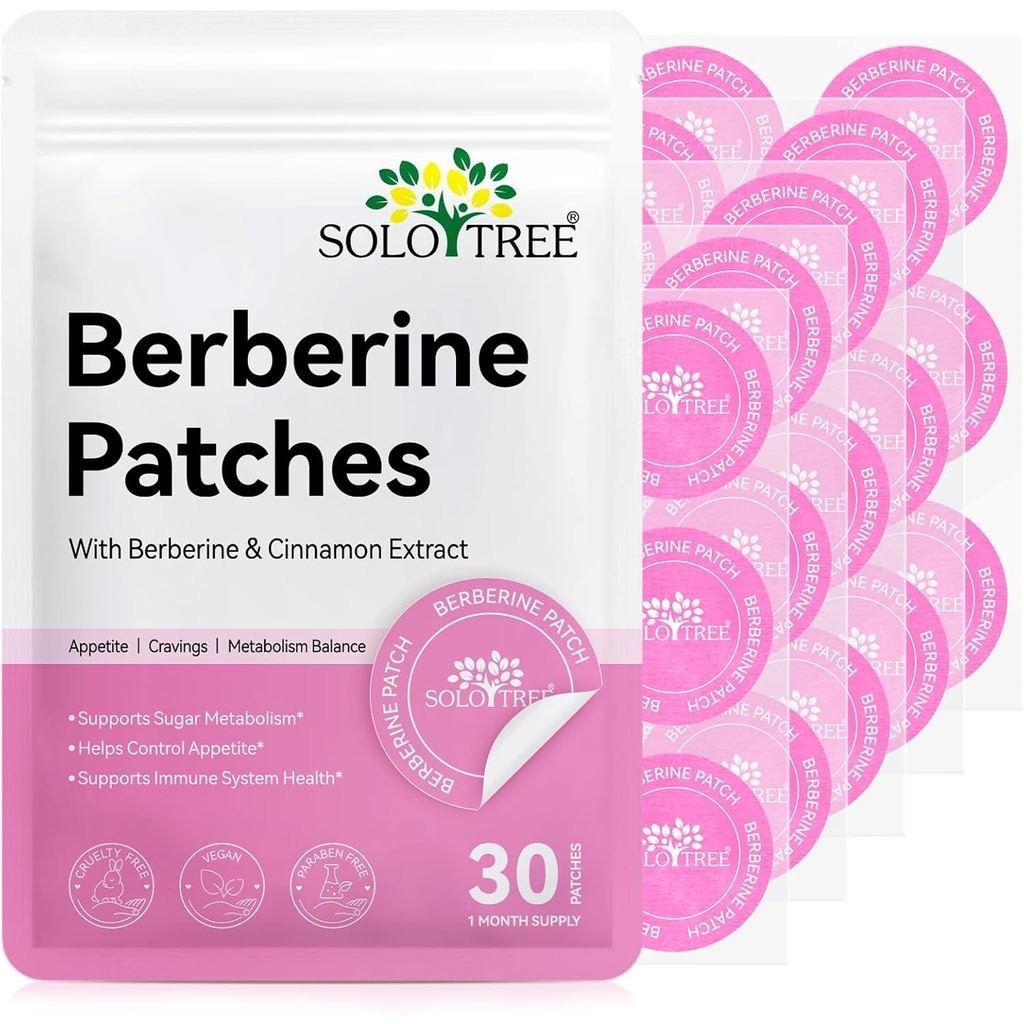 Miếng dán Berberine 30 miếng, Chiết xuất từ Berberine & Quế, thuần chay