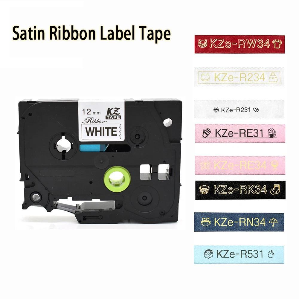 Băng ruy băng nhãn 12mm * 4M tương thích Brother Satin Ribbon Tape TZ-RE34 TZ-RN34 RE31 R231 R234 ch
