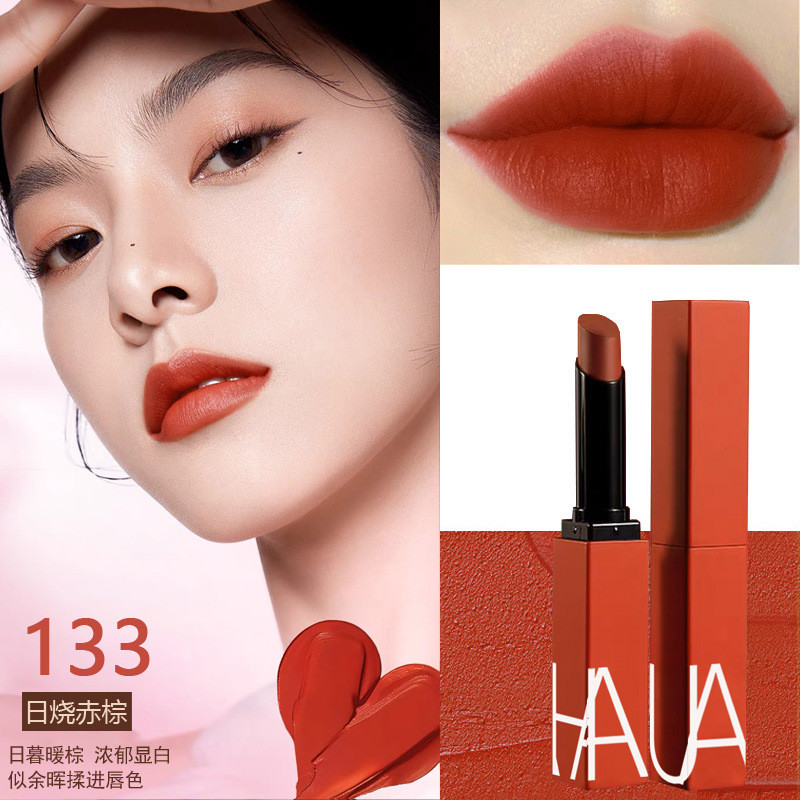 AUAH Tuble Red & Orange Brown Lipstick Matte Lipstick Chống thấm nước lâu trôi cho mọi tông màu da
