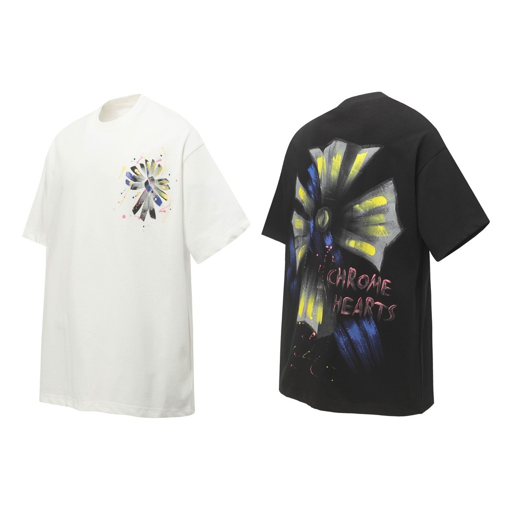 KTNI Chrome Hearts 2026Cross hand-painted print couple's short-sleeve shirt T T-shirt Couple Style