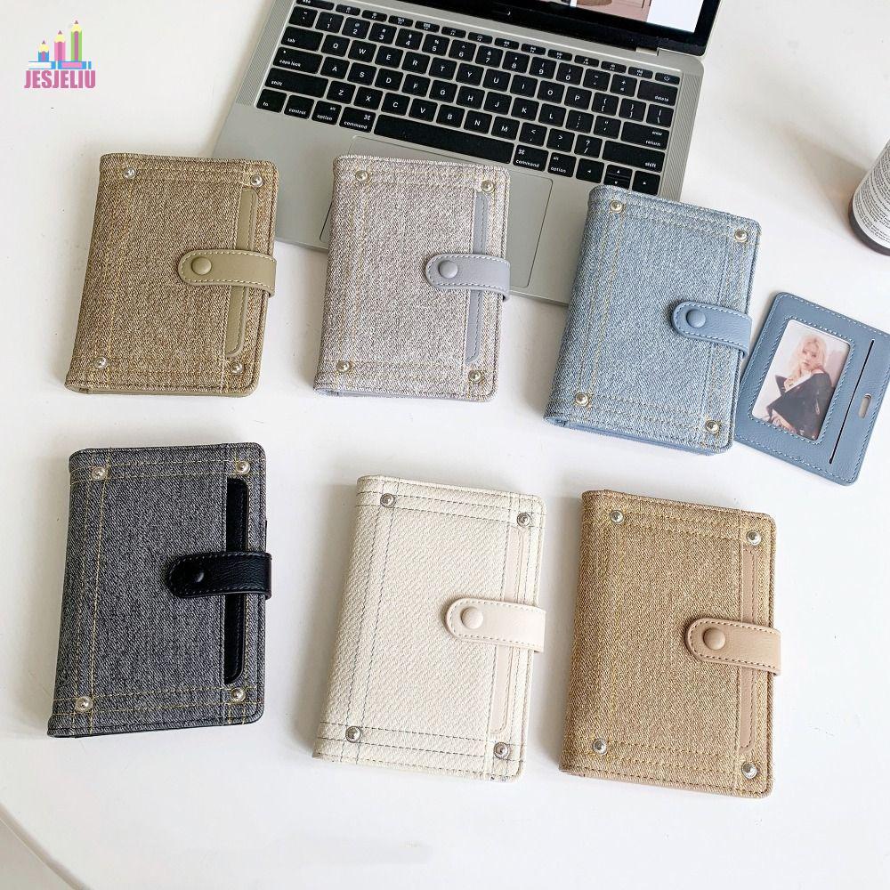 JESJELIU Kẹp Hộ Chiếu Denim, Hộp Đựng Thẻ Đựng Vé Túi Hộ Chiếu PU, Hộp Đựng Thẻ Di Động Máy Bay Chec