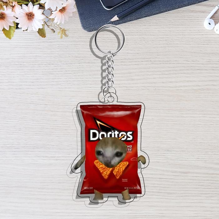 MEME Cat Food Keychain | Gantungan Kunci MEME Kucing Makanan UV Printed 2 Sisi on 3MM Acrylic Frame 