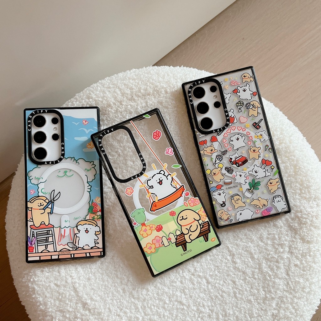 [Line Dog] Ốp điện thoại acrylic trong suốt CASETIFY phù hợp cho Samsung Galaxy S25 Ultra S24 Ultra 