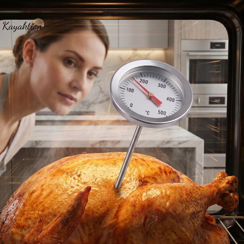 Kayaktion 1 Lò nướng bằng thép không gỉ Nhiệt kế lưỡng kim Nhiệt kế BBQ 0-500°Nhiệt kế lò nướng nhiệ