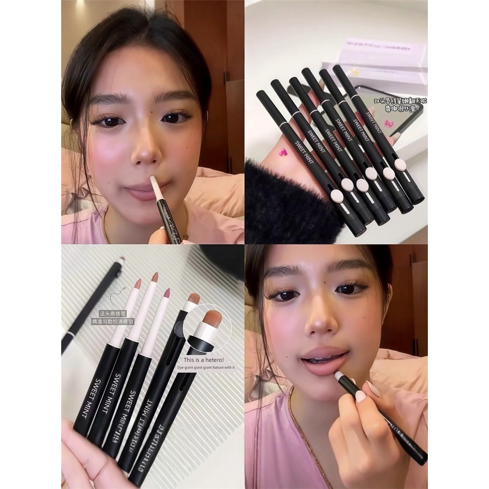 Jaden jaden Zhang Sijieli ĐẩySweetmint Double-Headed Lip Liner + Lip Brush Son môi khỏa thân tự nhiê