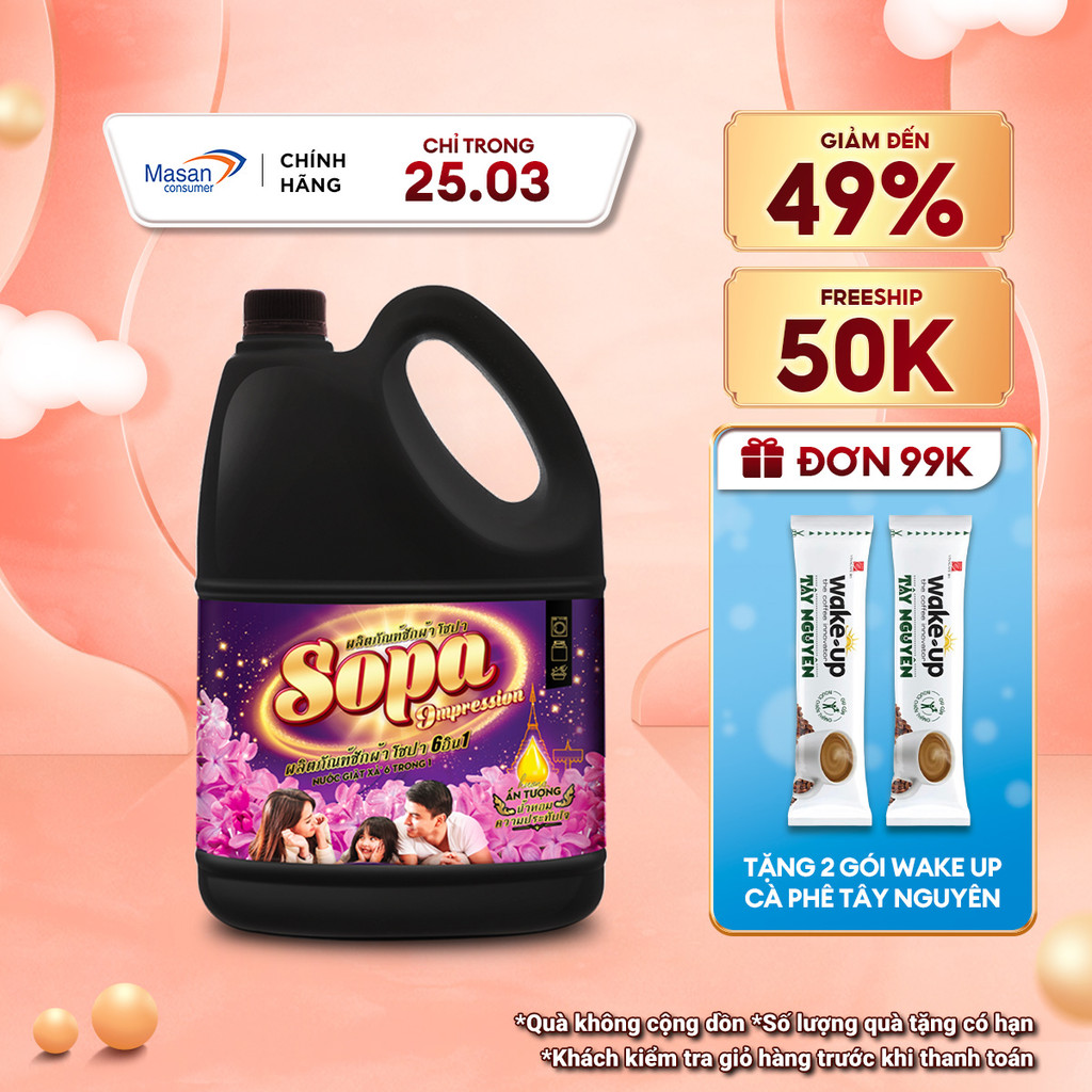 Nước Giặt Xả 6 Trong 1 Sopa Ấn Tượng Chai 3.4KG