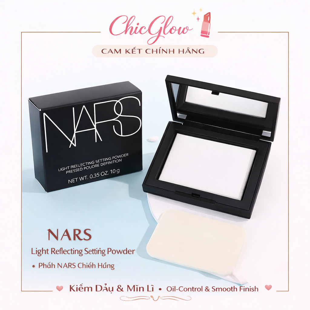 [Chính Hãng] NARS Light Reflecting Setting Powder 10g – Phấn Nén NARS Chính Hãng, Kiềm Dầu, Mịn Lì &