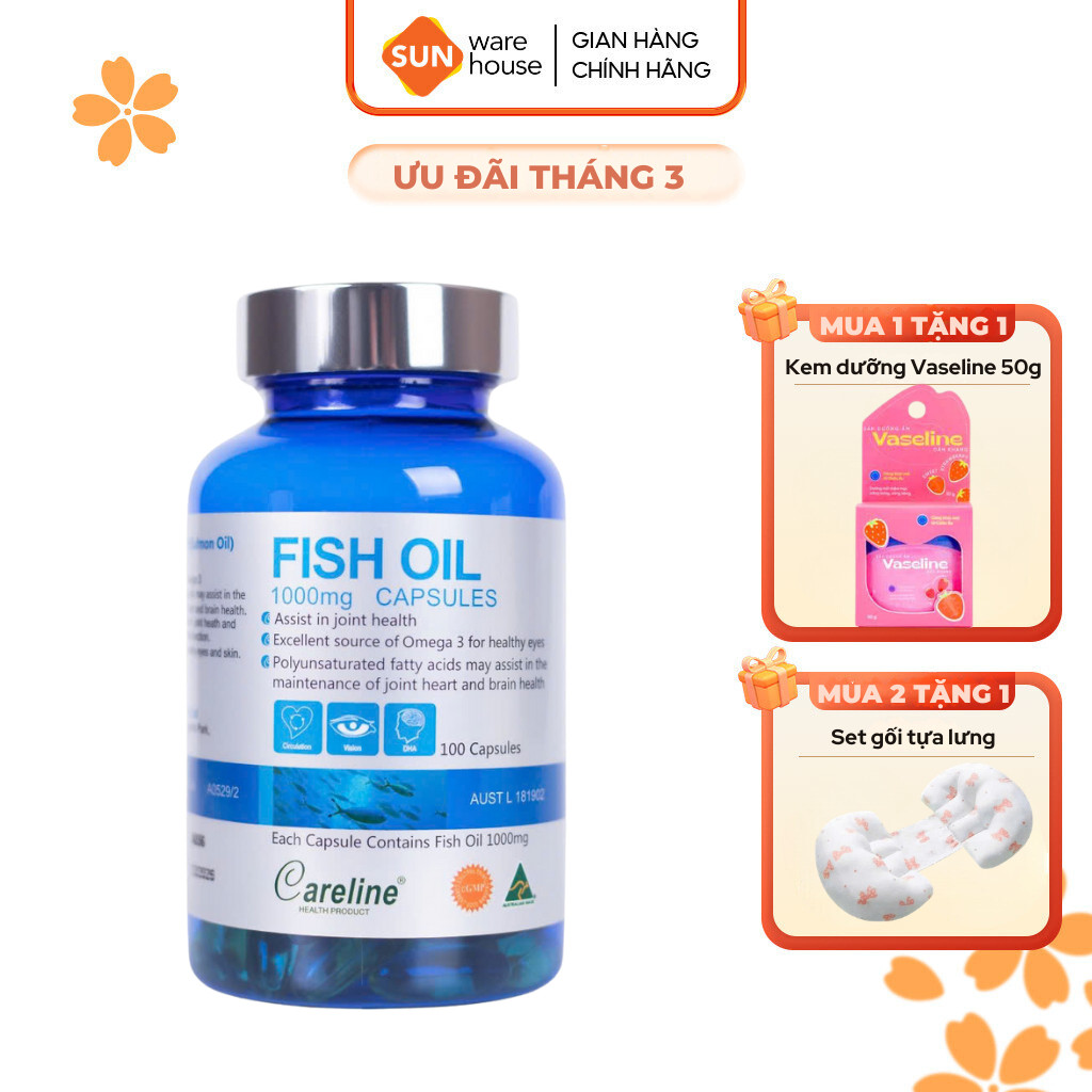 DHA Careline Fish Oil, Bổ Sung DHA Hỗ Trợ Phát Triển Trí Não Và Thị Giác 100v/h