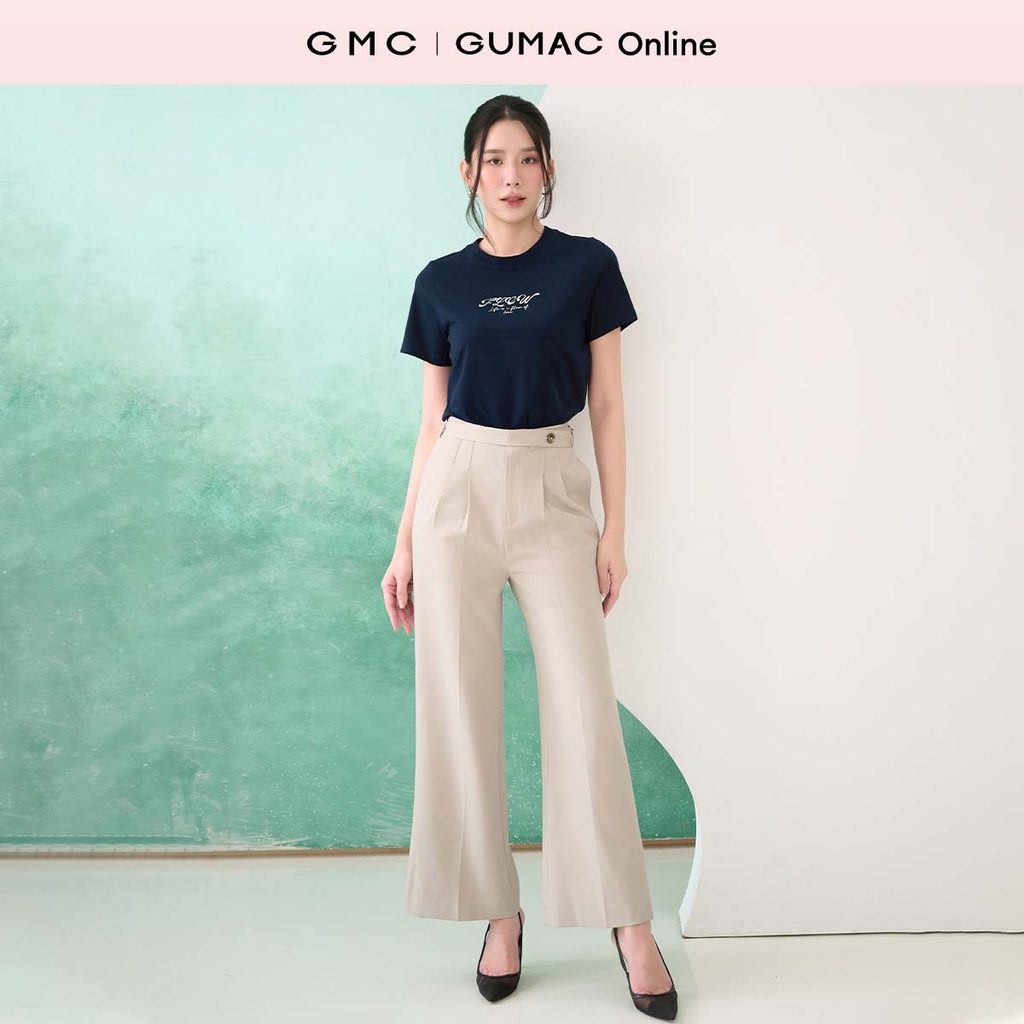 Quần tây nữ lưng liền ống suông chiết ly có túi dọc hai bên kèm dây thời trang GUMAC QF07049