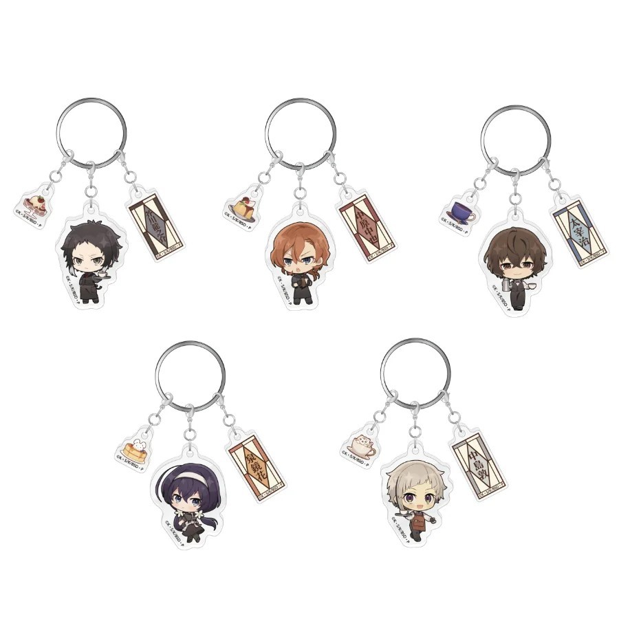 Móc khóa Acrylic Anime Bungo Stray Dogs Chibi Dazai Osamu Nakahara Chuya Akutagawa Atsushi BSD quà t
