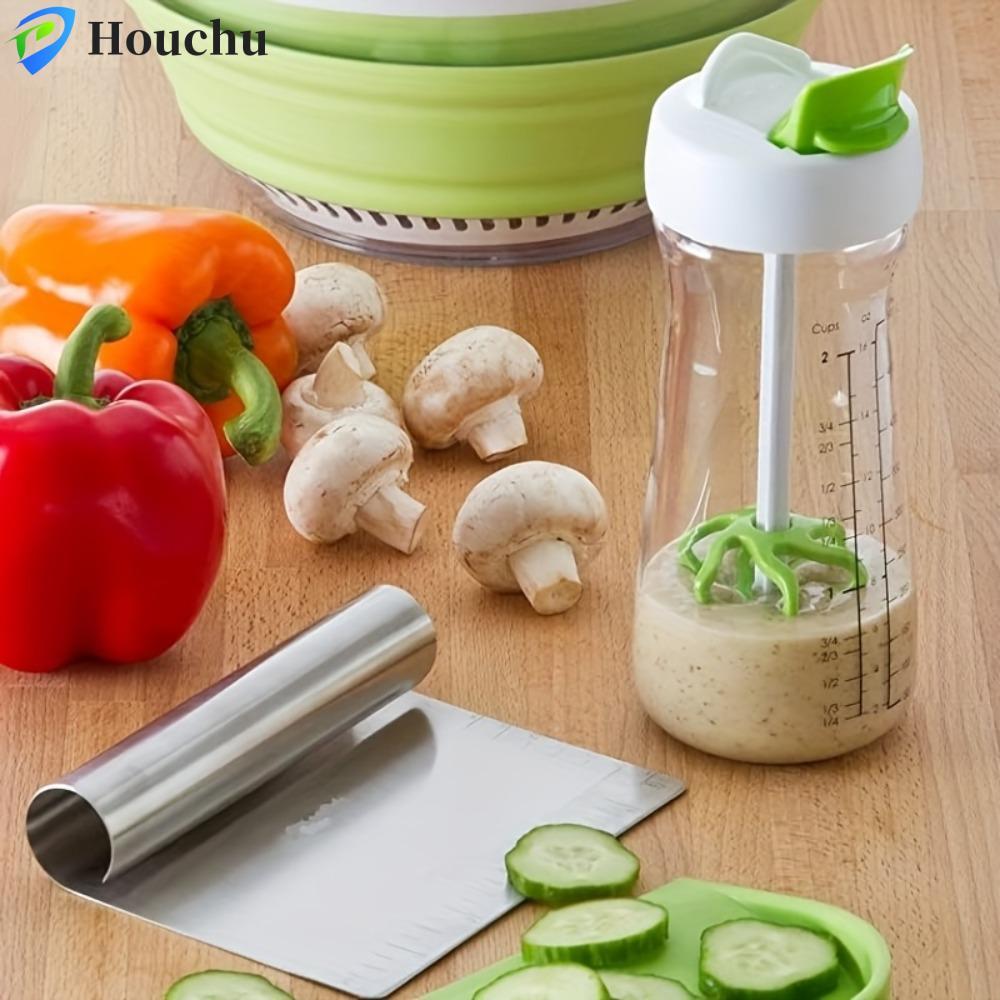 HOUCHU Salad Dressing Trộn Cốc, Tay Quay 500 ML Salad Dressing Chai, Tiện Ích Nhà Bếp Nhựa Trong Suố