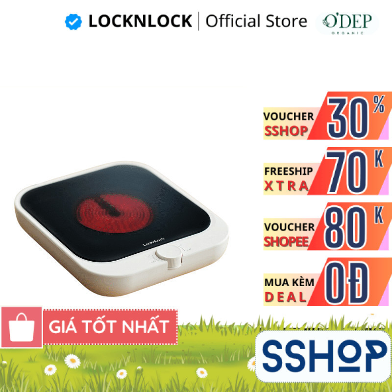 Bếp hồng ngoại mini Bianco LocknLock EJI136IVY, Hàng chính hãng, Dùng được nhiều loại nồi dễ điều ch