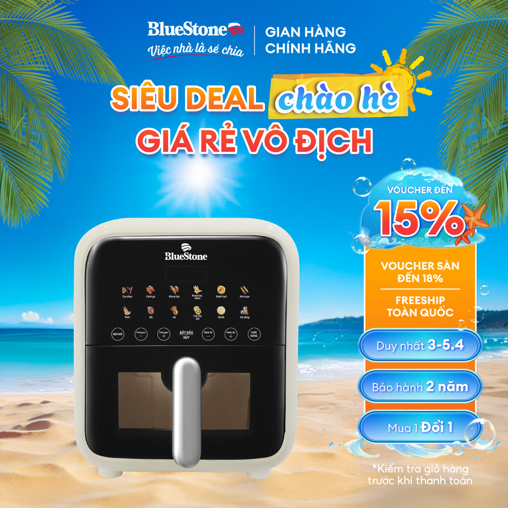 Nồi Chiên Không Dầu BlueStone AFB-5861 - 7 Lít, Trắng Sữa, 1800W