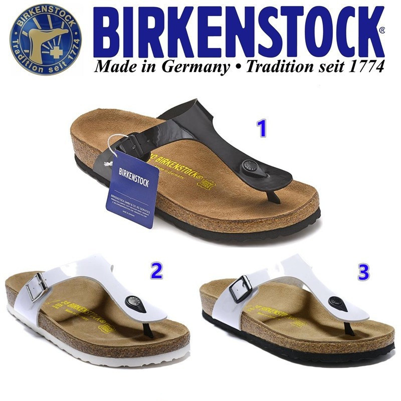 BIRKENSTOCK Birken Birken Birken Birken Birken Birken Birken Birken Classic Dép xỏ ngón bằng da sáng