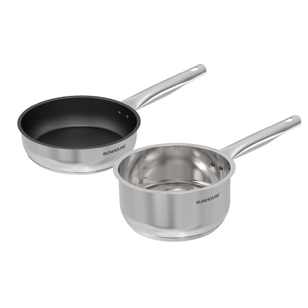 Bộ chảo quánh inox impact Sunhouse ECO IN16BB1-IN16BB2