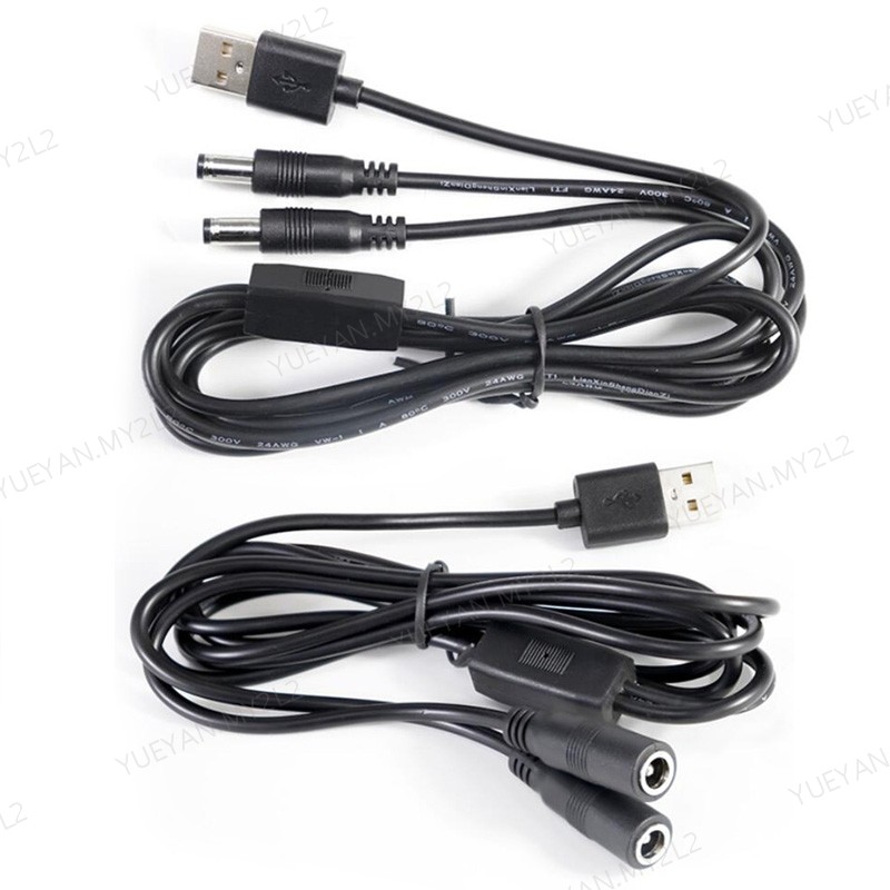 22awg 3A USB 2.0 male to 2 way DC male Female Male Splitter Cable plug 5.5x2.5mm Power supply Cord a