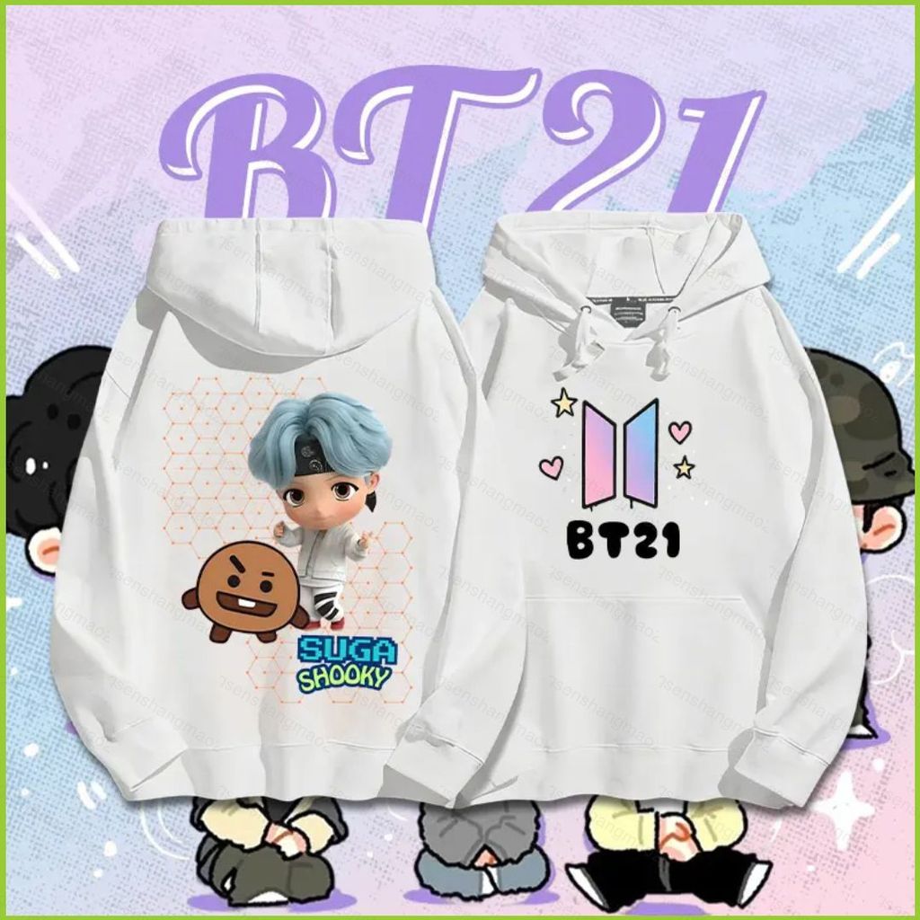 PS2 BTS BT21 J-Hope RJ MANG Jimin Áo Hoodie KPOP Áo Unisex Dài Tay Top SP2