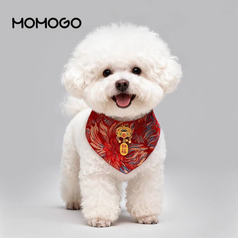[Pet New Year Scarf] Pet New Year Chinese Tang Costume Scarf Dog Saliva Towel Cat Triangular Binder 