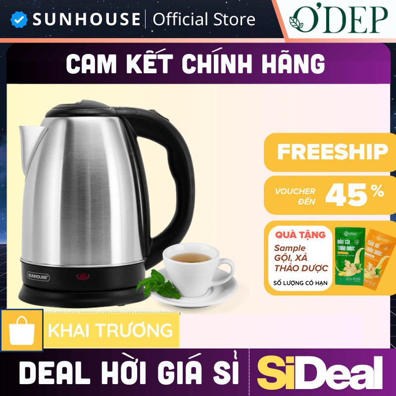 Ấm siêu tốc Inox 1.8L Sunhouse SHD1182, SHD1185