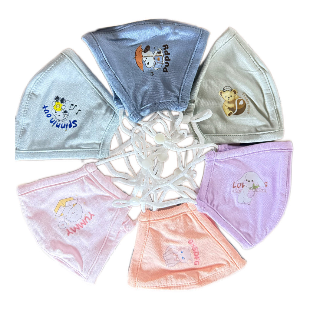 Khẩu Trang Trẻ Em Vải Cotton Mềm Thoáng Khí Họa Tiết Dễ Thương Cho Bé 2–8 Tuổi