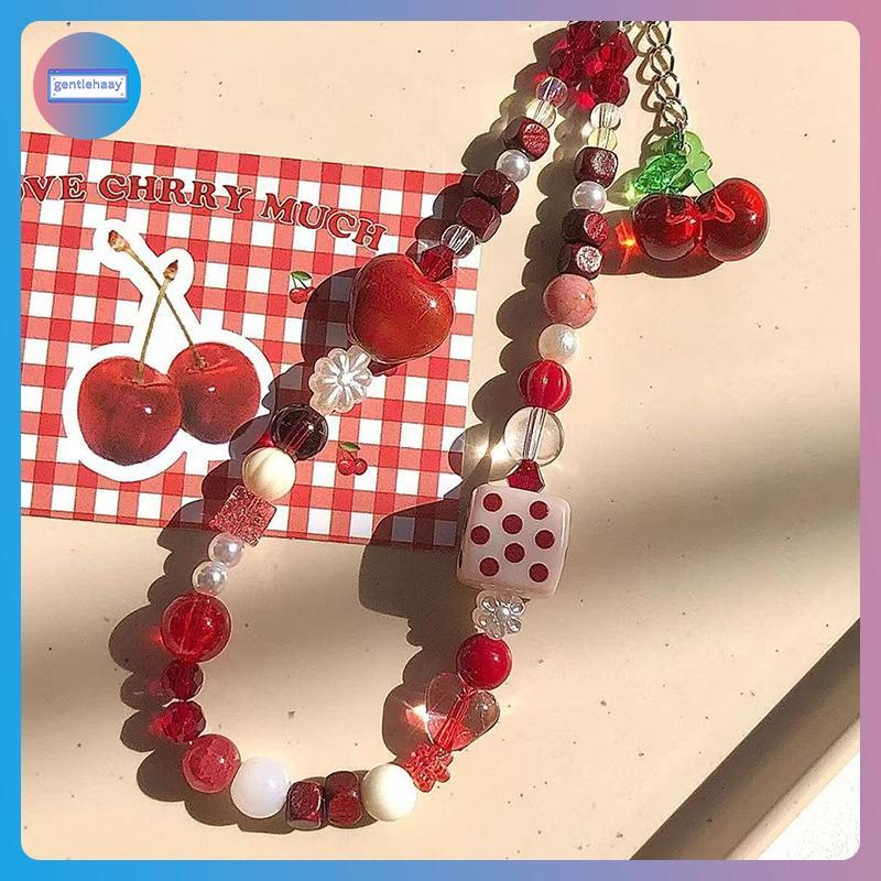 GG Anh Đào Mặt Dây Chuyền Điện Thoại Di Động Dây Xích CCD Camera Sling Dây Cổ Alcove Mặt Dây DIY Han